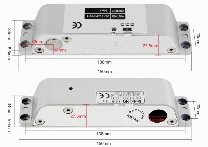 Открытый 4 проводной замедленная электрическая защелка боковая 12В 24В мощный