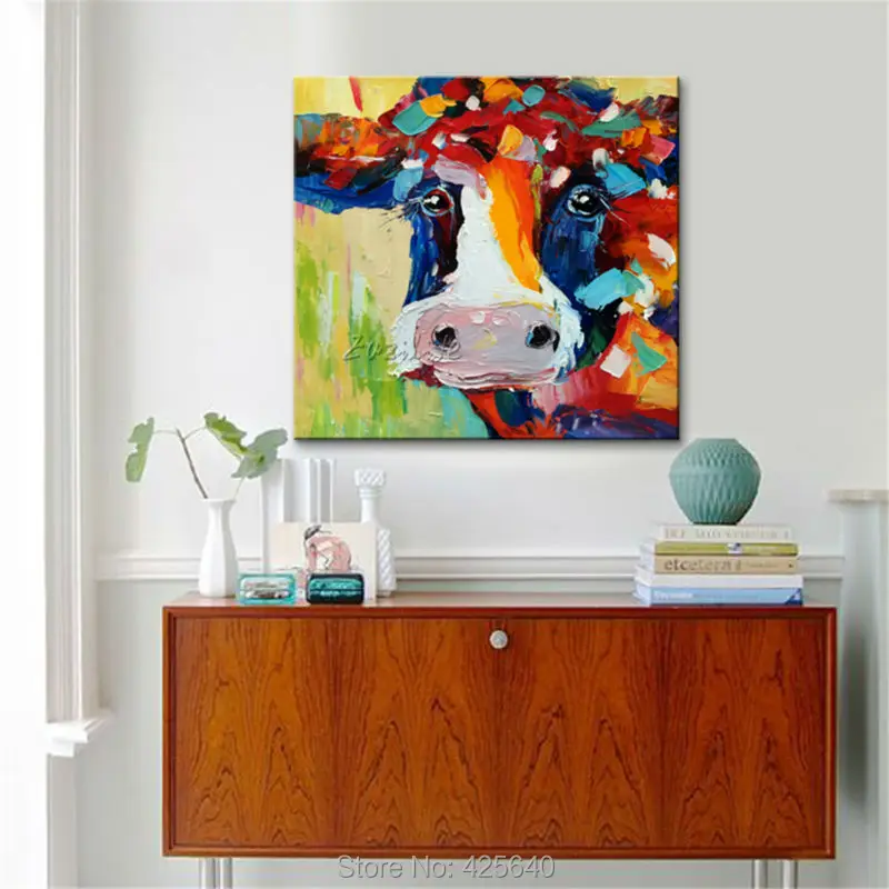 Ручная роспись маслом коровы на холсте настенные картины для гостиной настенная