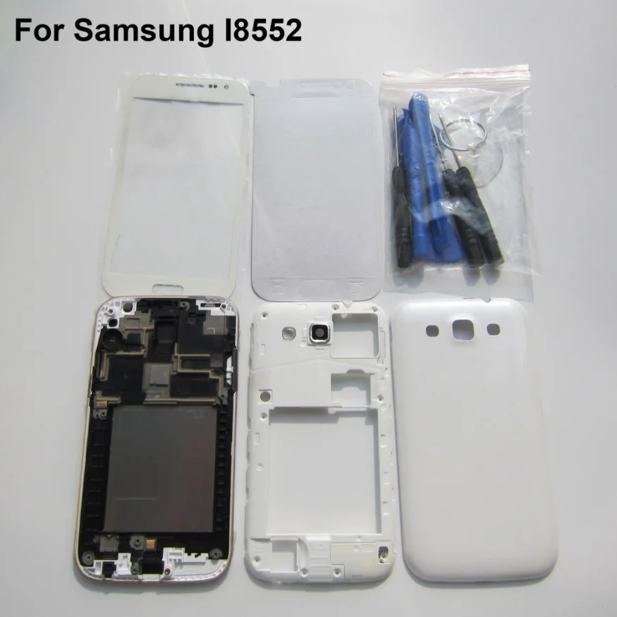 Для samsung Galaxy Win i8552 i8550 GT-i8552 GT-i8550 8552 8550 полный корпус части сенсорного экрана передняя стеклянная рамка средняя задняя крышка чехол