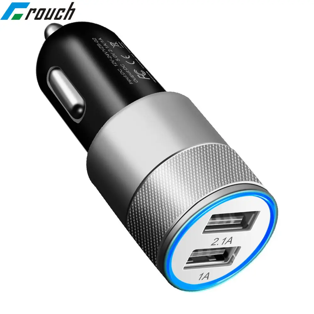 Приседать 5V 2.1A зарядное устройство для автомобиля с двумя портами USB