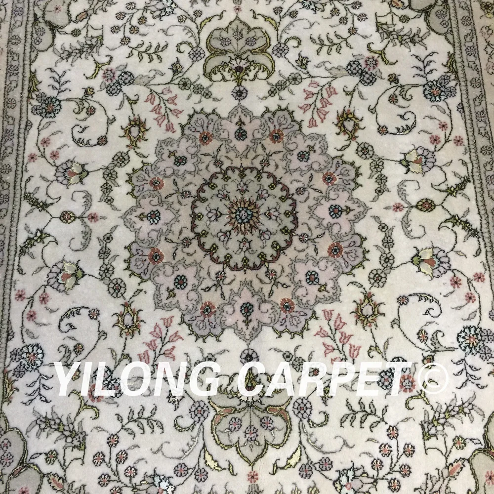 Yilong 4 'x 6' яркий зеленый цветок ручной работы персидский стиль красивый вид