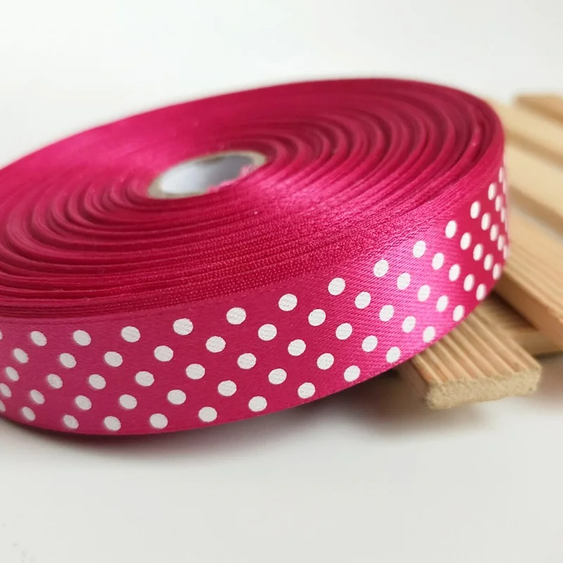 5 yards fushia HL 18 мм 5 ярдов/9 ярдов атласные ленты в горошек для свадебной вечеринки украшения рукоделие ткачество Подарочная коробка декоративно-упаковочная лента для изготовления бантов - Цвет: 5 yards fushia