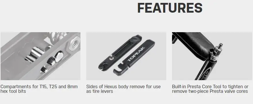 Светильник/компактный размер Topeak TT2573B HEXUS X 21 многофункциональный инструмент для велосипеда T15, T25 8 мм, шестигранный инструмент, биты, рычаги для шин, инструмент для сердечника Presta