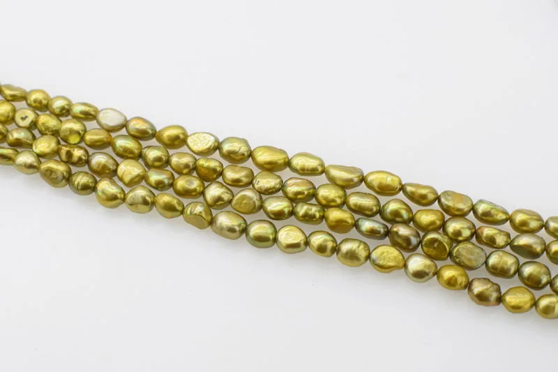 

Свободные бусины пресноводный жемчуг зеленый барокко 7-9 мм 14 дюймов для изготовления ювелирных изделий DIY FPPJ Оптовые Бусины натуральные