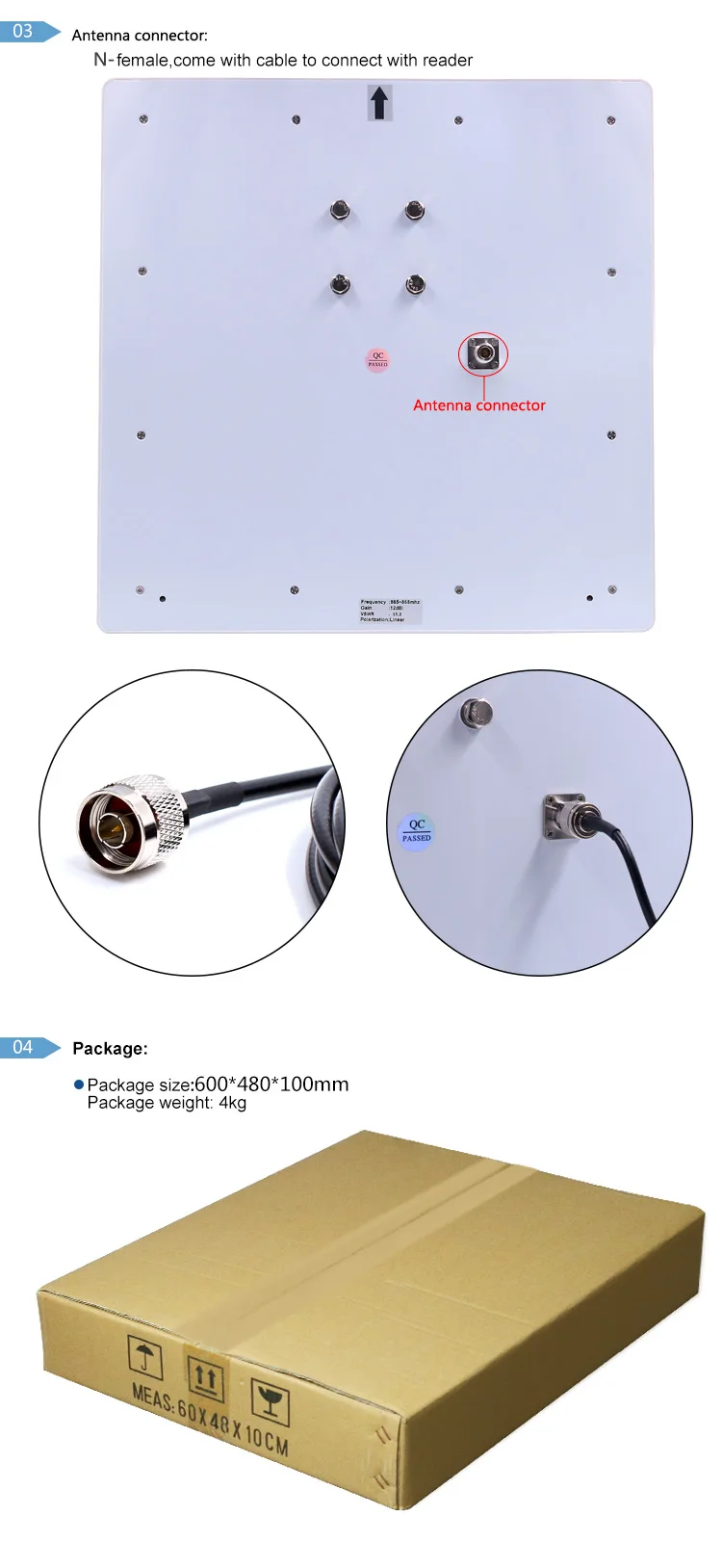 12 м UHF 12dBi линейная поляризация rfid антенна дальнего расстояния используется для управления персоналом