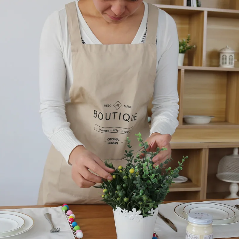 Новый простой фартук из чистого хлопка кухонный для выпечки кофейни и цветочного