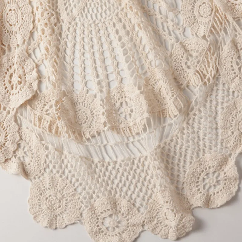 

Summer Elegant Lace Sleeveless Dress Streetwear Sexy Hollow Out Long Dress Fashion Solid Color White Pullover Strap Vestido