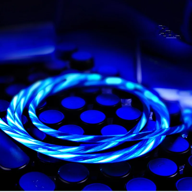 Blue 1 м светящийся кабель для быстрой зарядки 3,0 USB Micro IOS type C светодиодный кабель для передачи данных для iPhone samsung Xiaomi huawei - Тип штекера: Blue