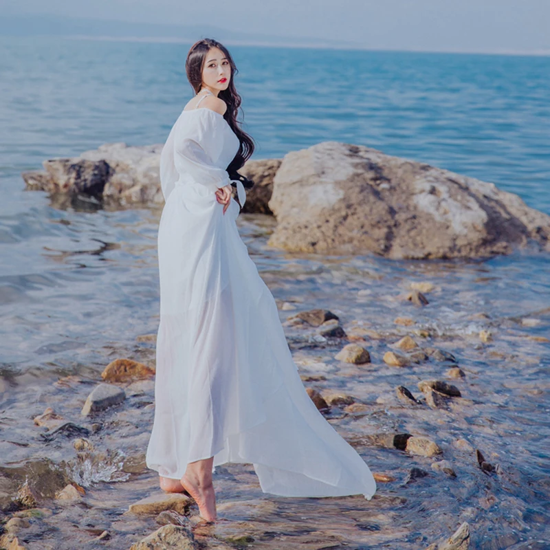 Khale Yose летний укороченный топ из 2 частей Макси платье с длинным рукавом Boho Хиппи