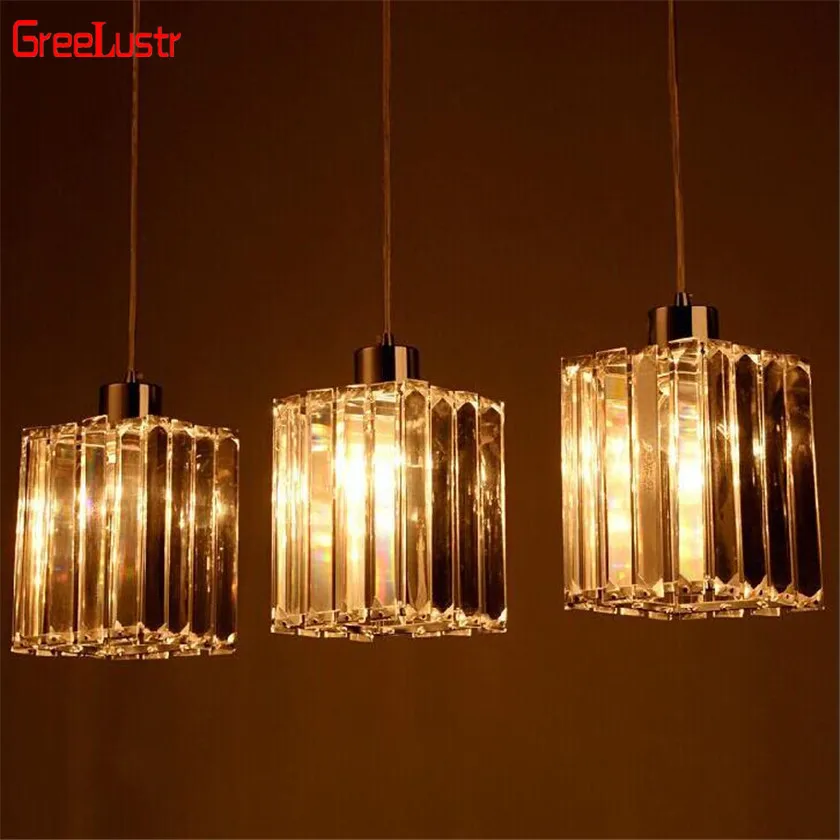 Lámparas colgantes de cristal K9 modernas, lámpara Led Colgante para comedor, accesorios de iluminación E27, Lustres para decoración del hogar