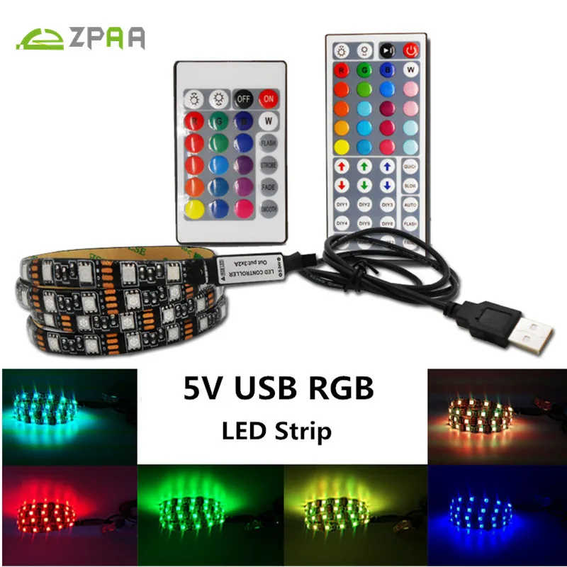 USB LED Strip 5050 RGB TV Background Lighting Kit Cuttable with Controller Waterproof Fiexible Light 60Led/m 0.5/1M/2M Set |