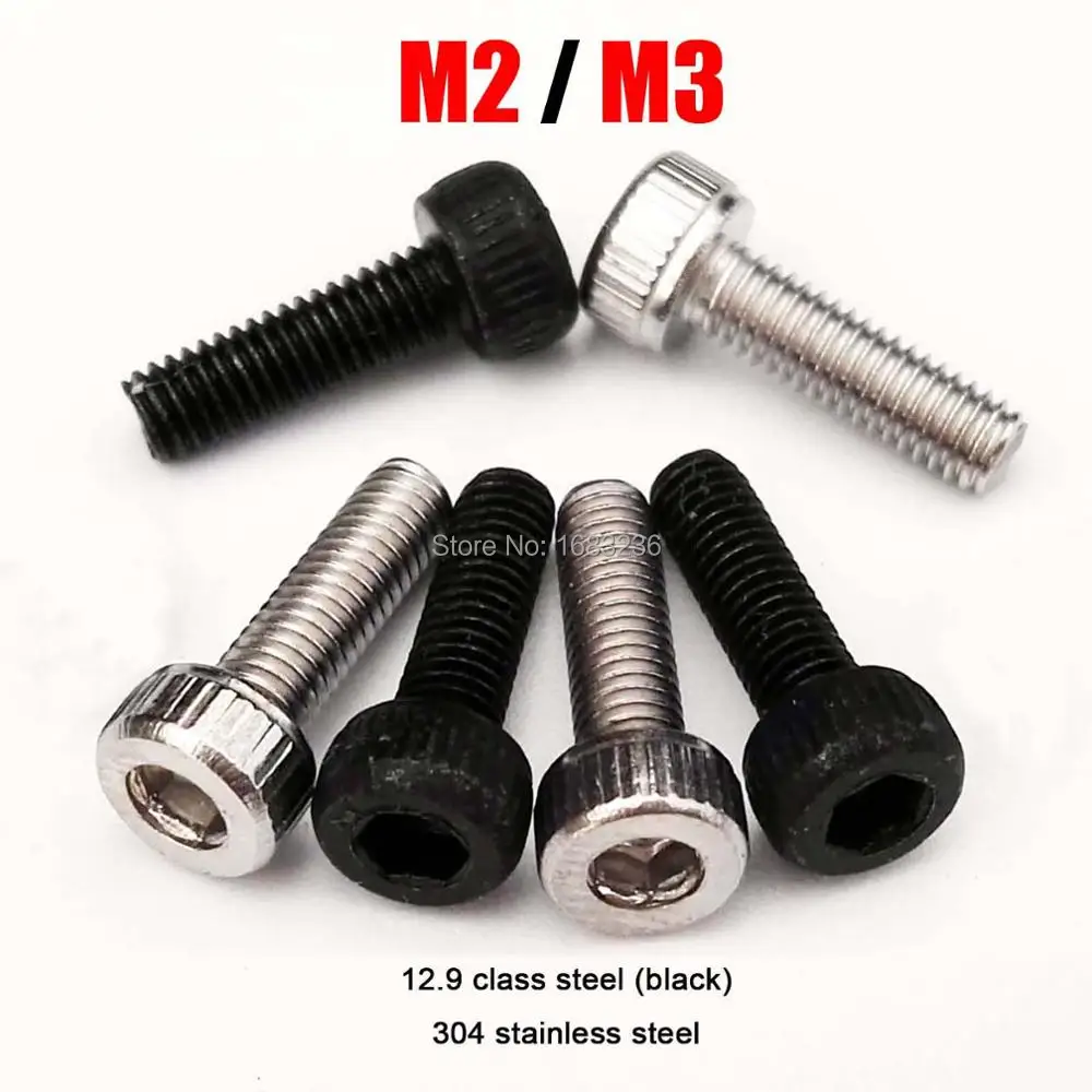 25 шт. Метрическая резьба M2 M3 черная 12,9 класс 304 A2 Шестигранная крышка из нержавеющей стали Болт с шестигранной головкой длина 3-35 мм