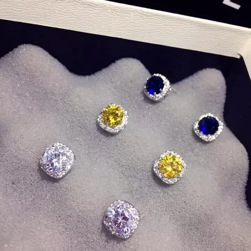 Роскошные Синие квадратные серьги-гвоздики GL из циркония свадебные женские