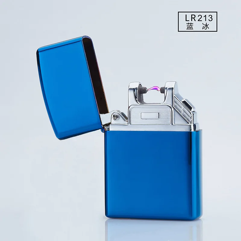 Blue Забавная электронная USB Зажигалка, ветрозащитная зажигалка, плазменная дуговая зажигалка, зарядная зажигалка, аксессуары для курения, гаджеты для мужчин - Цвет: Blue