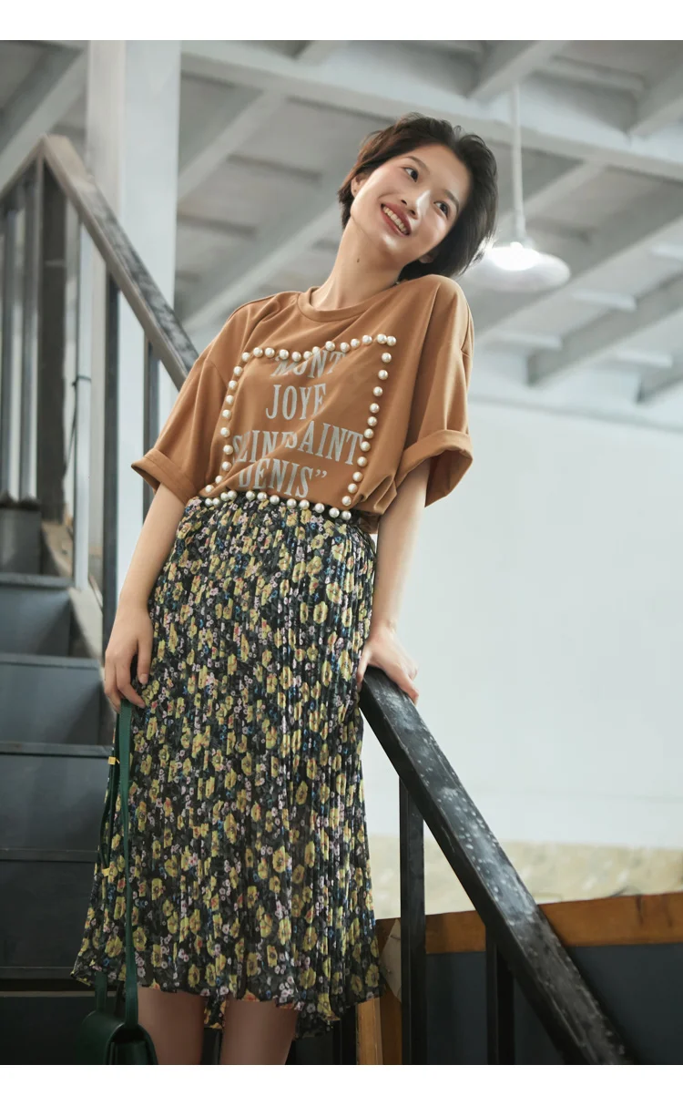 Samstree, винтажная, свободная, летняя, для женщин, Vestidos, с цветами, женская плиссированная юбка, до середины икры, с высокой талией, для девушек, низ, 2 цвета