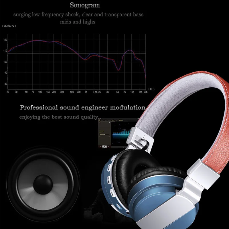 Беспроводные Складные Bluetooth наушники HLTON стерео гарнитура с басами TF AUX FM радио