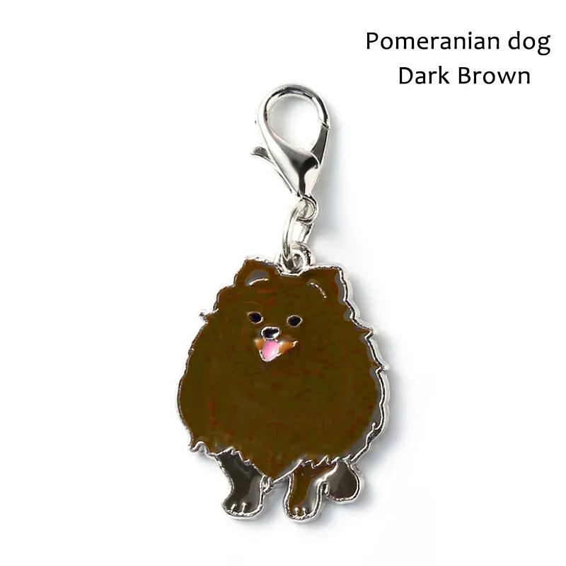 Pomeranian DarkBrown Металлическая бирка для собаки в форме собаки, ошейник для собаки далматинца, украшение для собаки, подвеска, подвесной декоративный брелок, Аксессуары для кошек - Цвет: Pomeranian DarkBrown