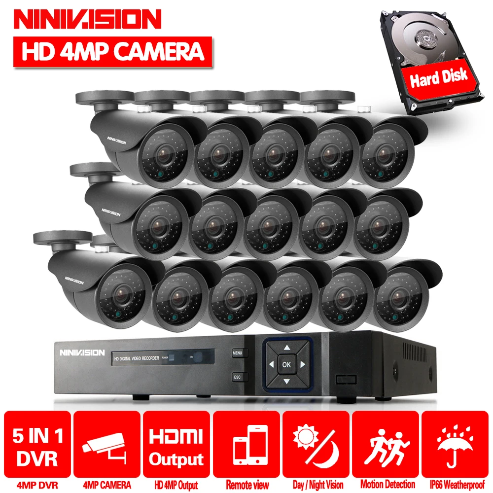 Камера видеонаблюдения 16 каналов HD 4 МП AHD DVR 3G Wi Fi шт. Super 2560x1440p|Система наблюдения|