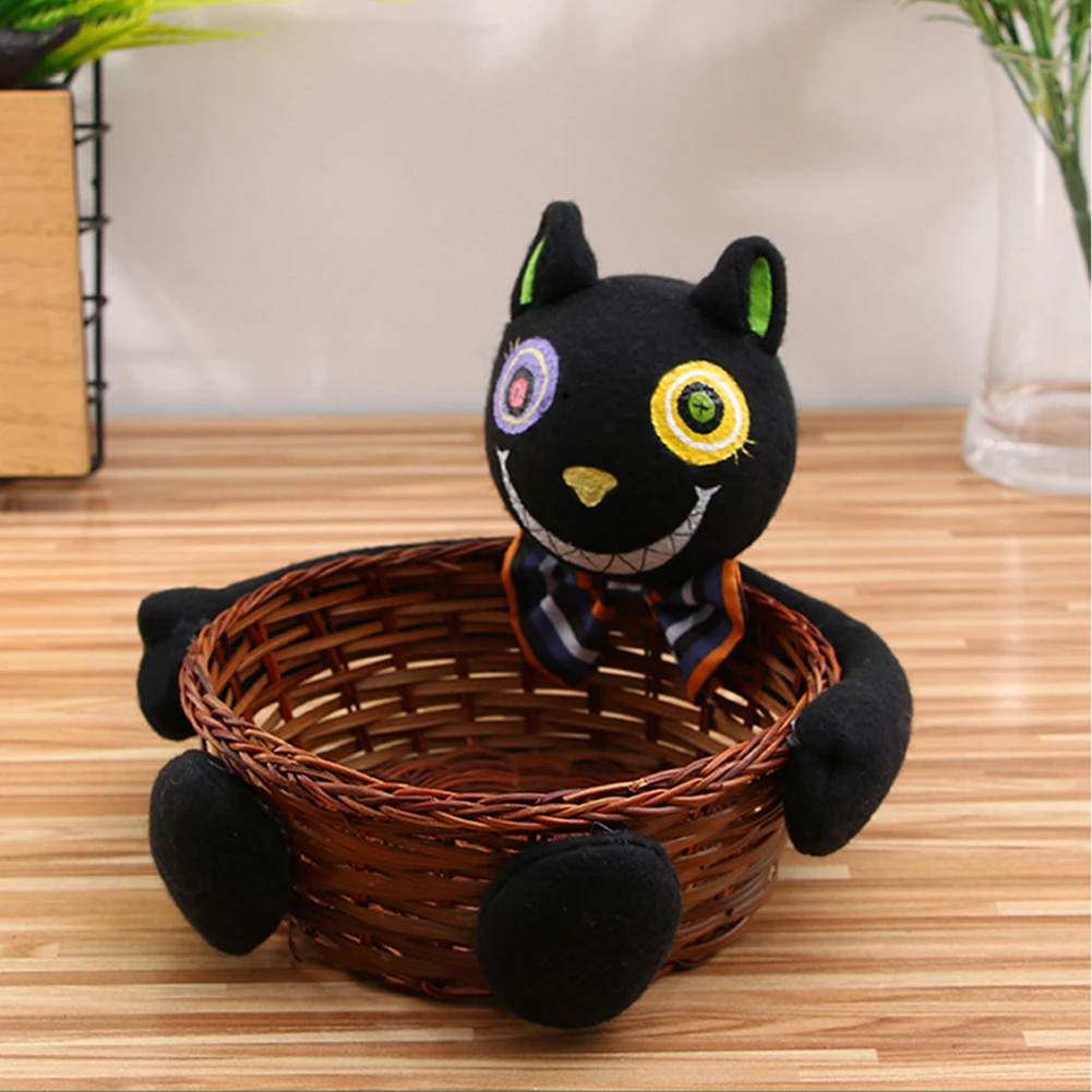 Черный игрушечная кошка Хэллоуин Тыква фрукты украшение чаша ручной работы