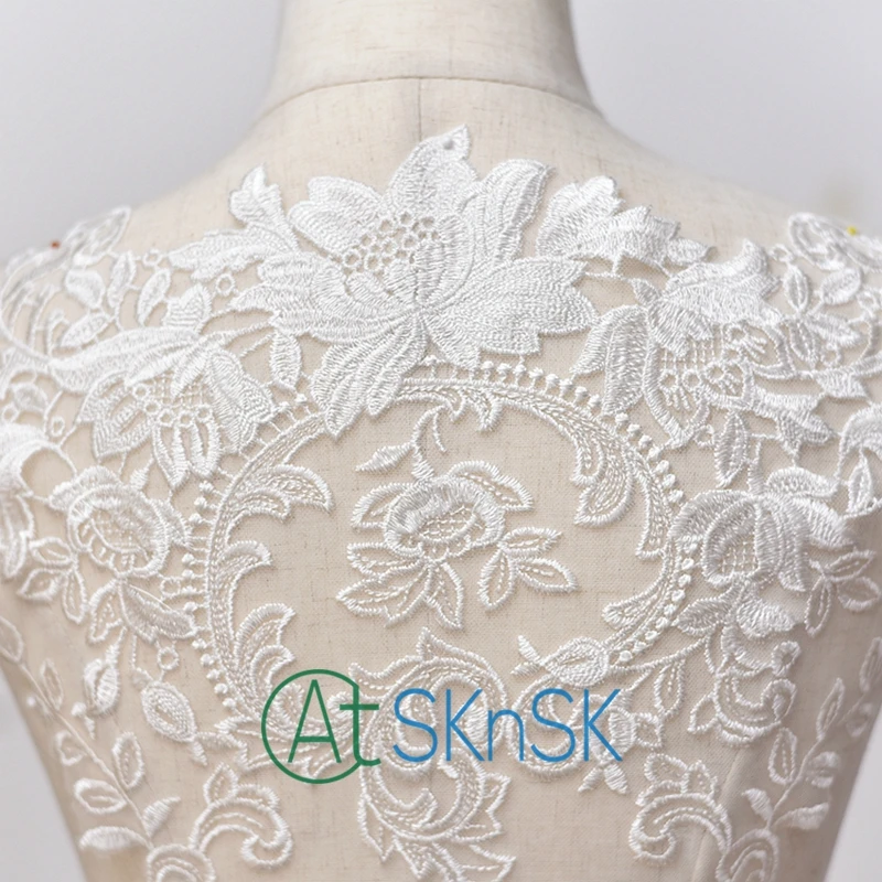 2017 французская кружевная ткань цвета слоновой кости вышивка Кружевная