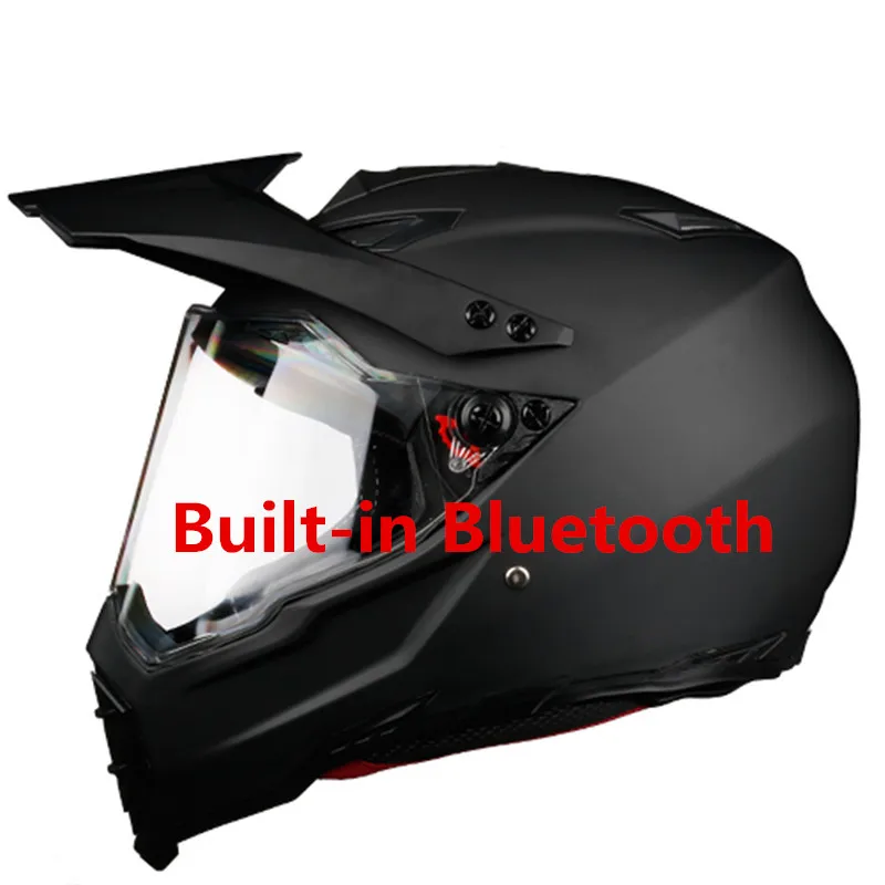 Matte black Лидер продаж, bluetooth, внедорожные шлемы для горных гонок, полный шлем для лица, moto rcycle moto cross casco casque capacete - Цвет: Matte black