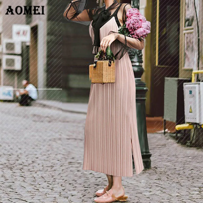 Летом спагетти ремень платье для Для женщин отпуск пляжная одежда