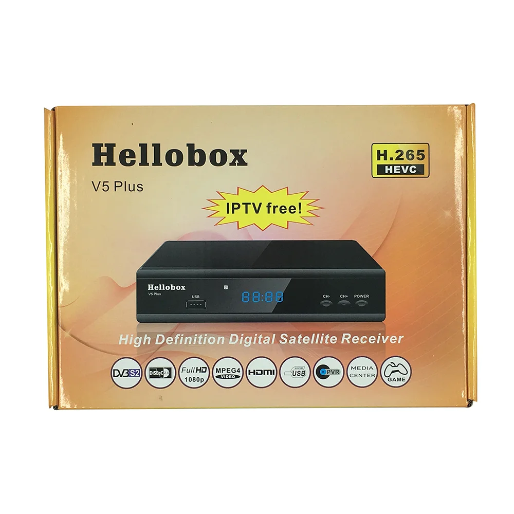Hellobox V5 Plus H.265 DVB S2 спутниковый ресивер Autoroll PowerVu Biss Поддержка CCCam Newcamd 2 года SCAM 3