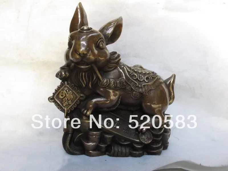 Classical Copper Feng Shui Lucky Money wealth blessing lovely hare rabbit Statue fast | Дом и сад