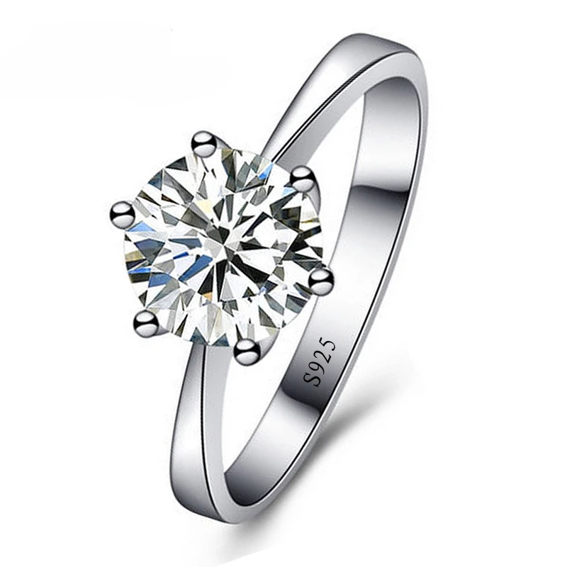 

100% 925 Sterling Silver Woman CZ Crystal Wedding Engagement Finger Rings Super Shinning Cubic Zirconia Fine Jewelry