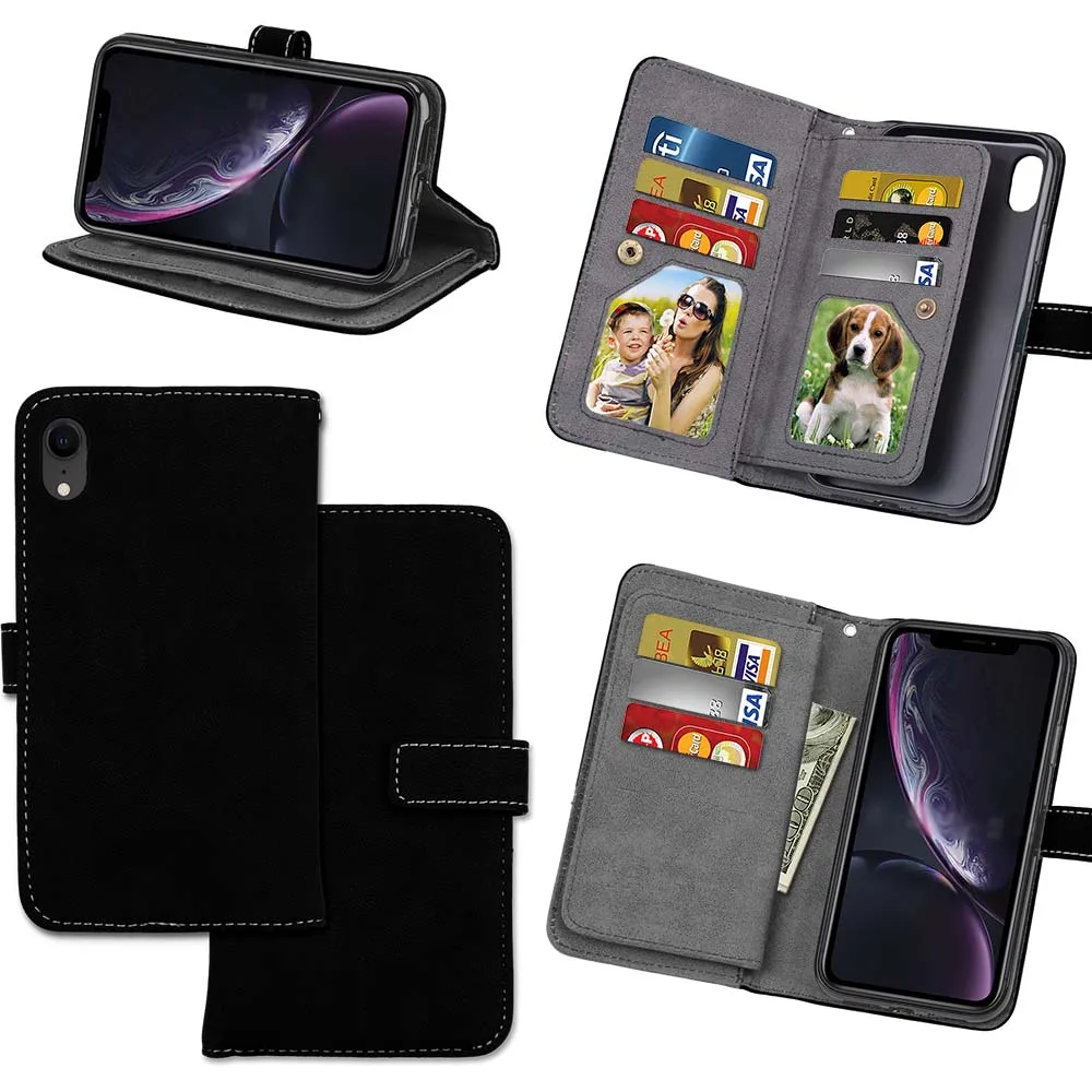 Capa Fundas для iphone XR XS Max 6 6 Plus 6s держатель чехол для iphone 7 8 plus XR XS кожаный чехол для телефона 9 слотов для карт