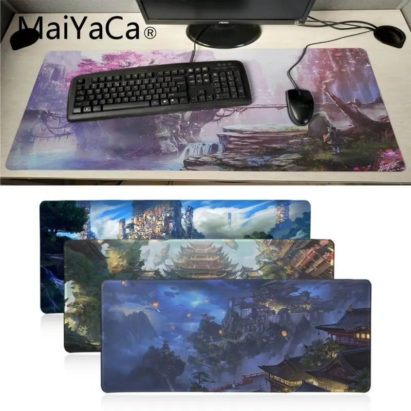 Игровой коврик для мыши Maiyaca из натурального каучука с фантастическим пейзажем и