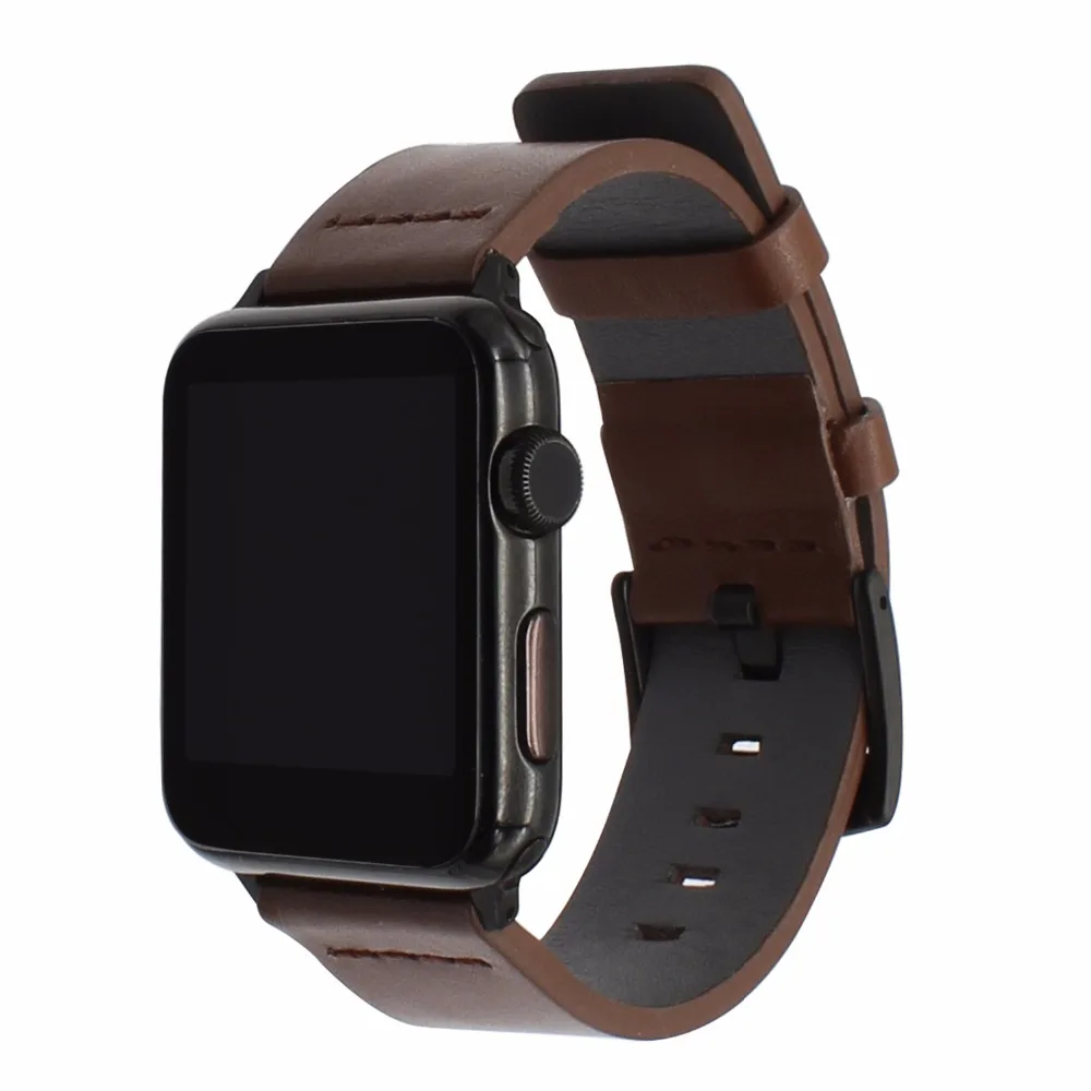 Italy Genuine Leather Watchband + New Adapters for iWatch Apple Watch 38mm 42mm Series 1 2 3 Band Steel Buckle Wrist Strap | Наручные
