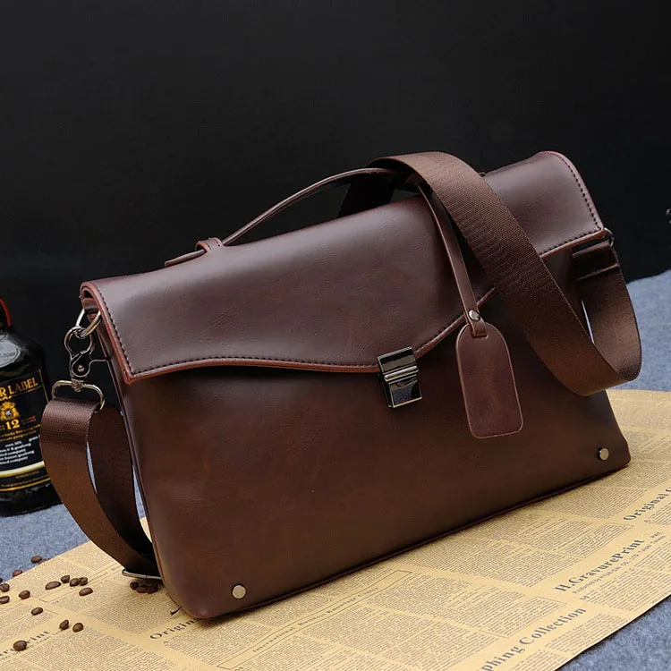 Brand Casual Men Briefcase Men Messenger Bags Business Vintage Crazy Horse Leather Shoulder Bag Male Laptop Bags for Men