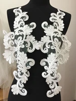 5 pairs ivory floral lace applique pair motif for wedding dress bodice headpiece bridal lace flower wholesale lace flower