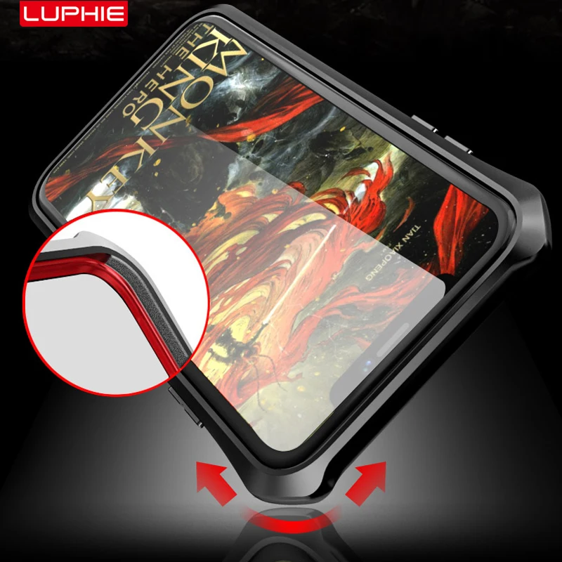 LUPHIE чехол с магнитной адсорбцией для iPhone X, Xr, Xs, Max, чехол из закаленного стекла, задняя крышка для iPhone 7, 8, чехол для телефона 360, чехол
