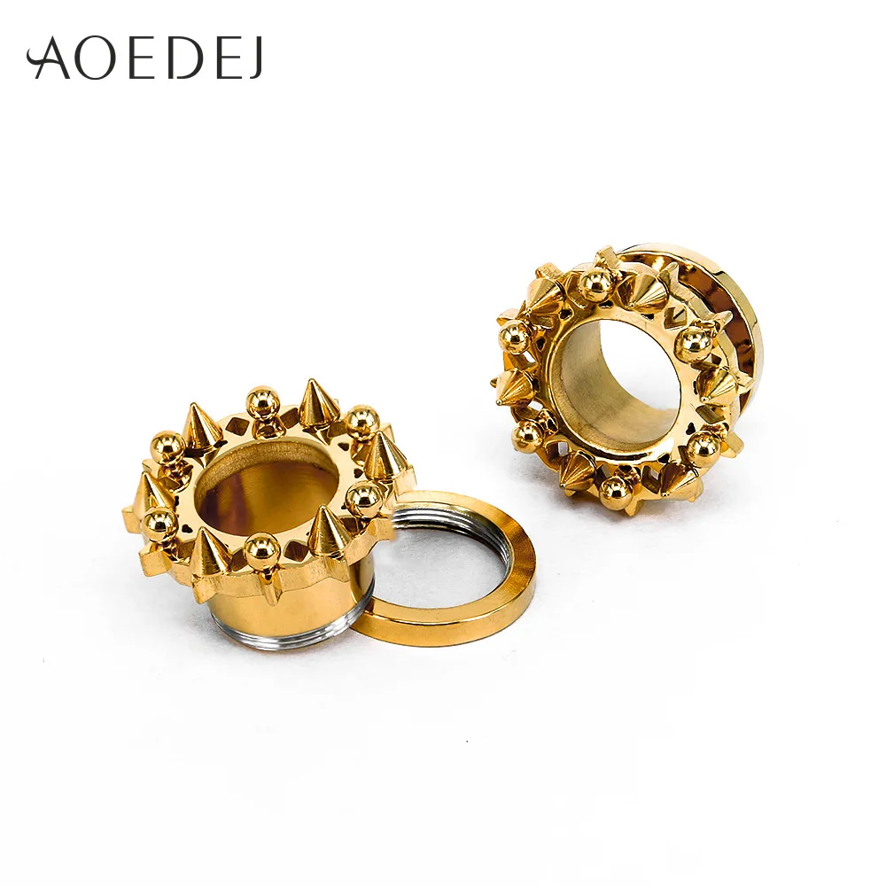 AOEDEJ 6-16mm 3 Colors Spike Tunnel Earrings Mens Stainless Steel Ear Stretchers Plugs And Tunnels Punk Womens Flesh Gauge | Украшения и