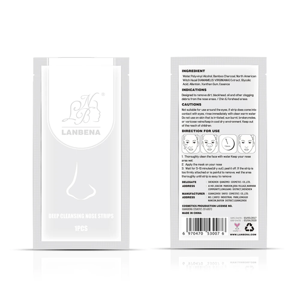 LANBENA маска для удаления черных пор подбородка лба полоска лечения акне черная