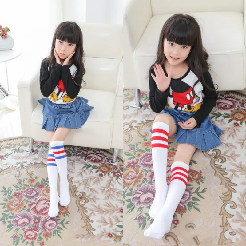 1 пара хлопковые компрессионные чулки до колена для девочек|cotton stockings|stockings stripedknee