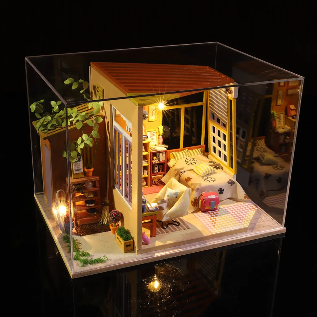 CUTEBEE деревянная кукольная мебель для дома DIY миниатюрная 3D модель со светодиодным