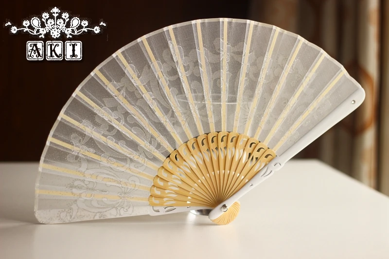 Японский китайский складывающийся веер из белого кружева Шелковый для танца DIY