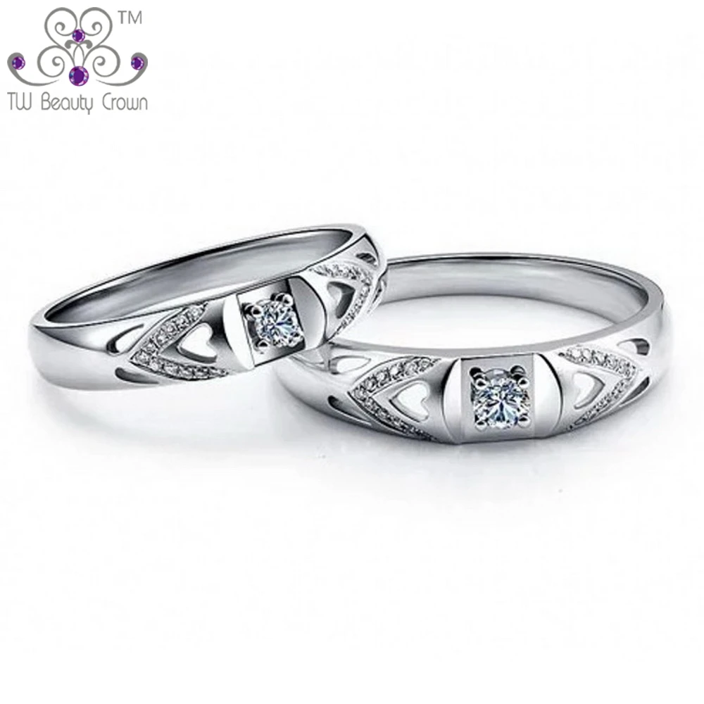 Кольца унисекс из серебра 925 пробы с белым фианитом 1 шт.|finger ring|fashion rings for womenrings women