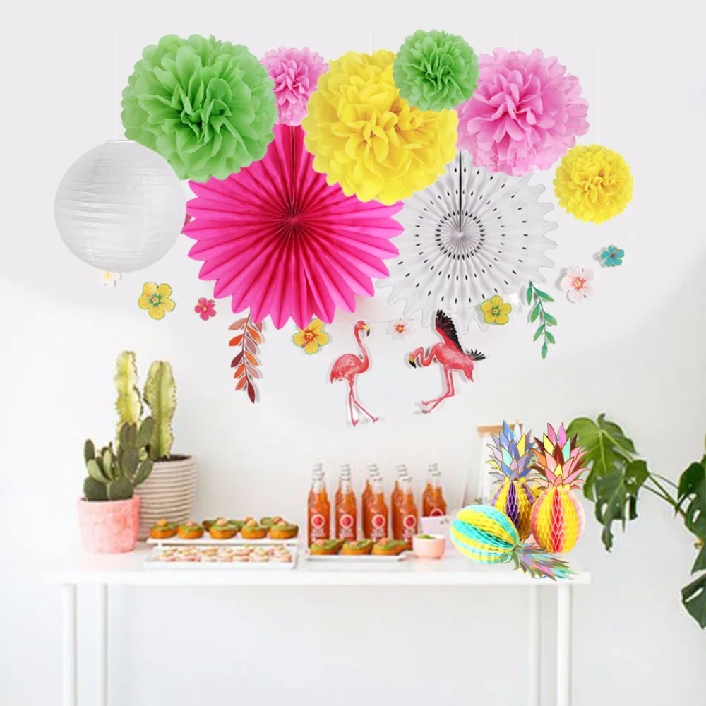 12pcs/set Tropical Hawaiian Party Decorations Supplies Pineapple decor Flamingo Luao Summer Theme | Дом и сад
