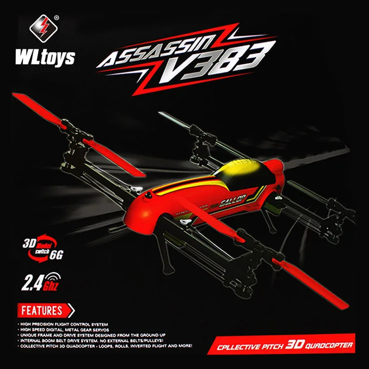 Новинка 2015 100% оригинал WLtoys V383 профессиональный Дрон 500 электрический 3D 6 каналов