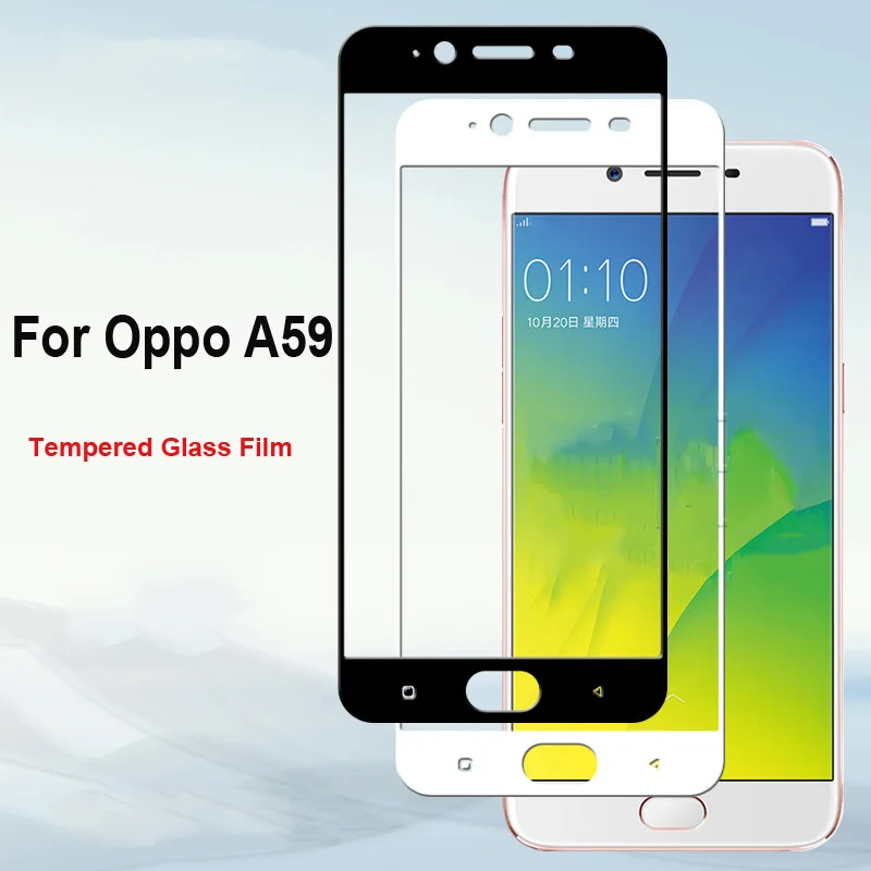 

1 шт. ультратонкая белая черная цветная полноэкранная защитная пленка из закаленного стекла 5,5 дюйма для Oppo A59 A59m Защитная стеклянная пленка ...