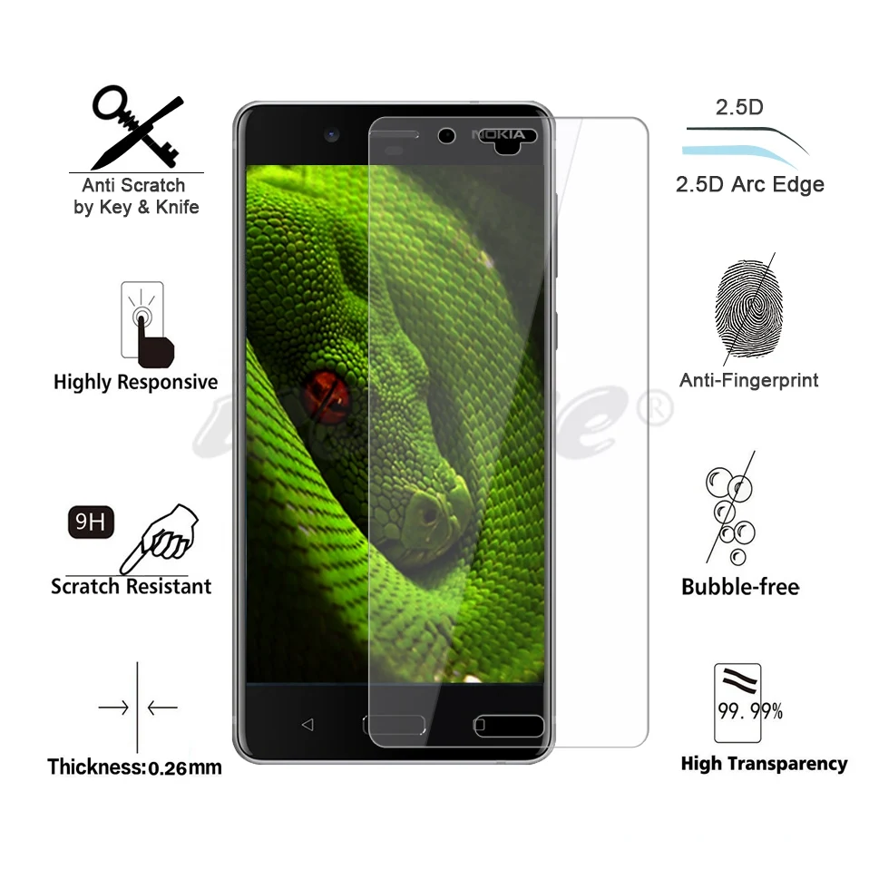 Icoque 9H 2.5D стекло для Nokia 8 Защита экрана стеклянная пленка Nokia8 5 6 7 3 2 из закаленного