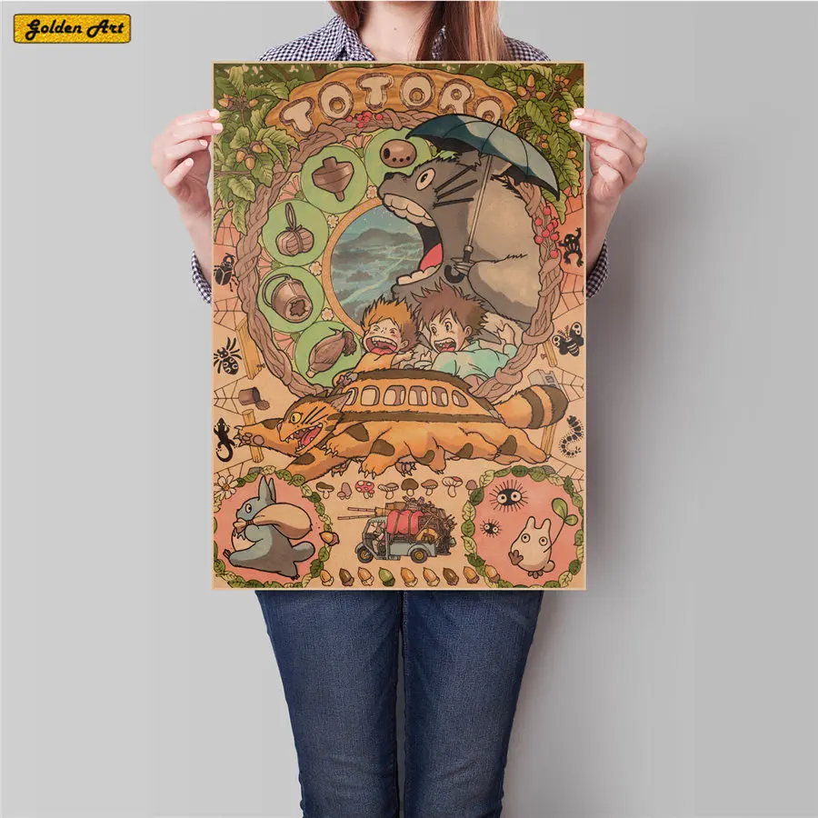 TOTORO Японский комикс женский винтажный принт на крафт бумаге Рисунок для бара