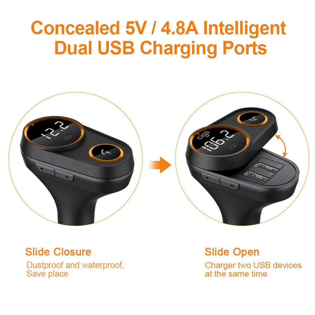 OLED Экран Автомобильный MP3-плеер fm-передатчик Lossless музыка Bluetooth Dual USB Hands Free против