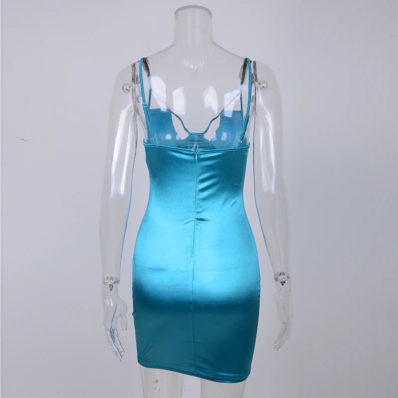 Женское атласное платье Parthea блестящее повседневное Клубное бирюзового и синего