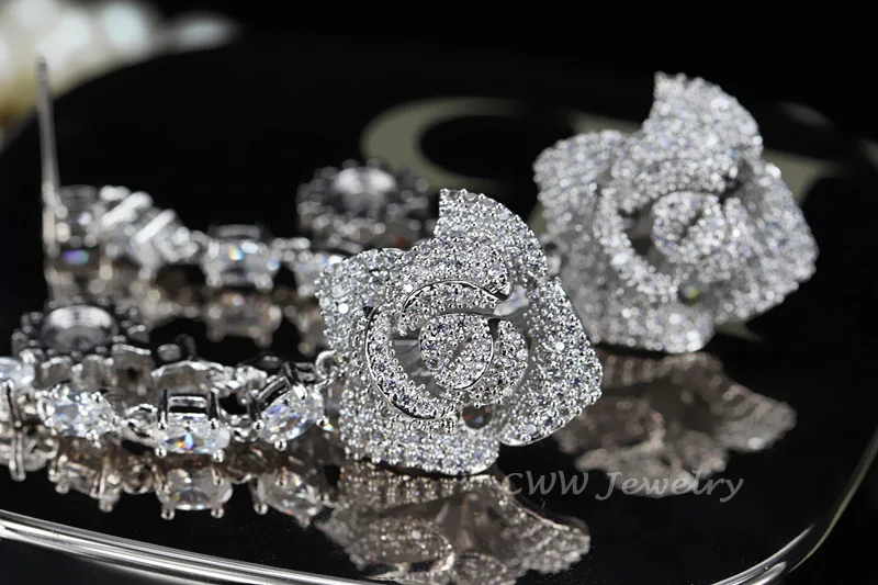 Женские серьги CWWZircons модные длинные с серебряным покрытием и кубическим