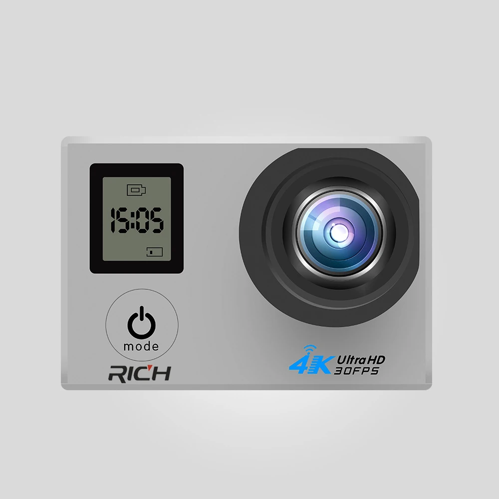 Экшн-камера RICH V903D 4K 2 0 дюйма двойной ЖК-дисплей 16 МП Спортивная Wi-Fi 30 м